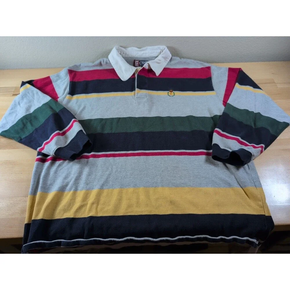 Vintage Chaps Ralph Lauren Rugby Shirt Men's XL Multi Color Striped